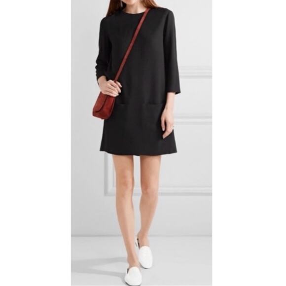 The Row Dresses & Skirts - The Row Marina Black Crepe Round Neck Mini Shift Pocket Front Dress size 8